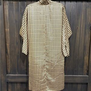 Harve Benard Black and Cream Buttoned Dolman Sleeve Dress